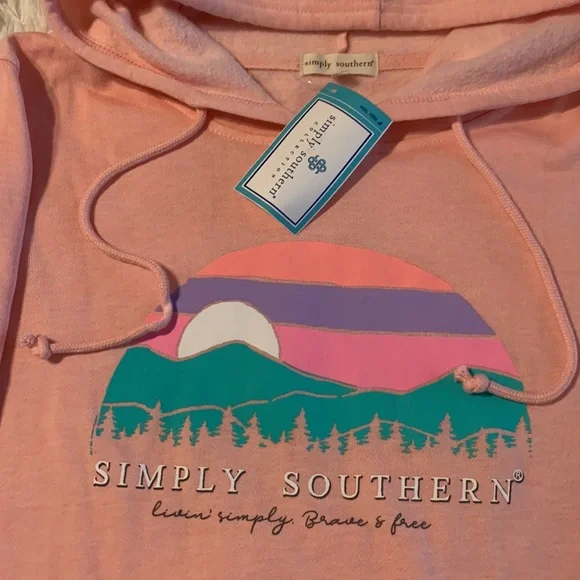 SIMPLY SOUTHERN SUNSET MOUNTAINS PULLOVER HOODIE LONG SLEEVE T-SHIRT - Picture 2 of 4